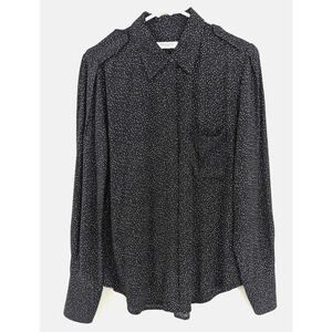 Equipment Femme sz M Shirt black & white dots long sleeve button top 1024